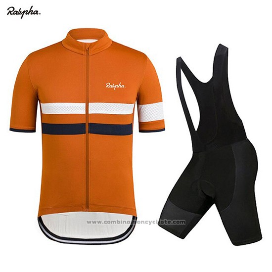2019 Maillot Cyclisme Rapha Orange Blanc Manches Courtes et Cuissard