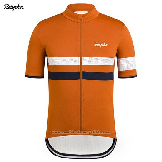 2019 Maillot Cyclisme Rapha Orange Blanc Manches Courtes et Cuissard