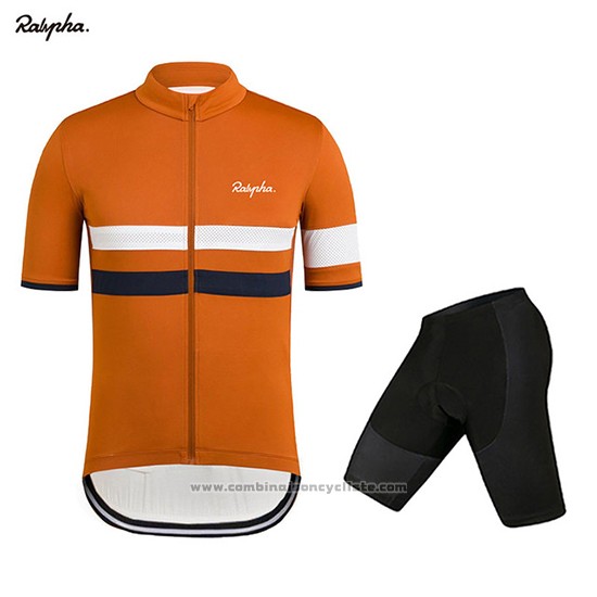 2019 Maillot Cyclisme Rapha Orange Blanc Manches Courtes et Cuissard