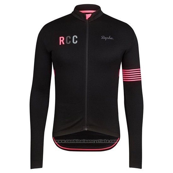 2019 Maillot Cyclisme Rapha Noir Rose Manches Longues et Cuissard