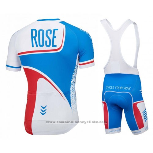 2016 Maillot Cyclisme Rose Blanc et Bleu Manches Courtes et Cuissard