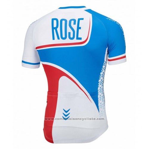 2016 Maillot Cyclisme Rose Blanc et Bleu Manches Courtes et Cuissard