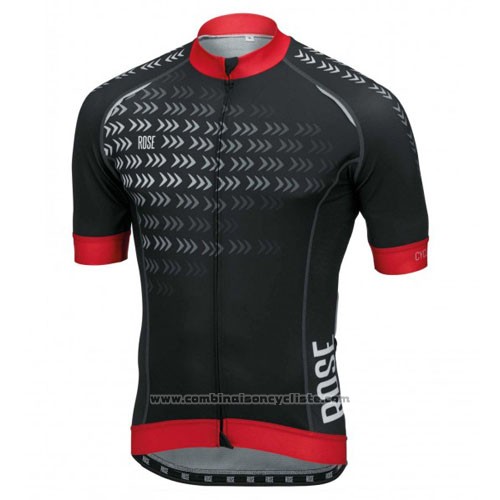 2016 Maillot Cyclisme Rose Noir et Rouge Manches Courtes et Cuissard