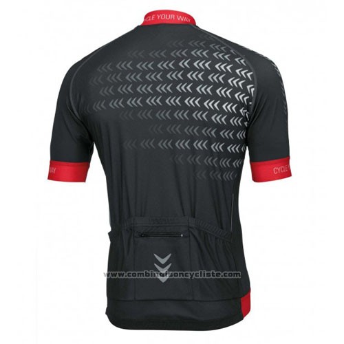 2016 Maillot Cyclisme Rose Noir et Rouge Manches Courtes et Cuissard