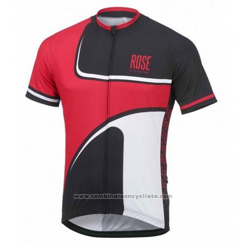 2016 Maillot Cyclisme Rose Rouge et Noir Manches Courtes et Cuissard