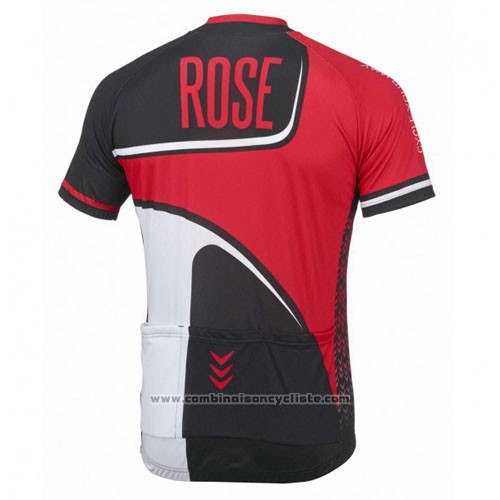 2016 Maillot Cyclisme Rose Rouge et Noir Manches Courtes et Cuissard
