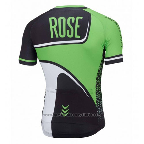 2016 Maillot Cyclisme Rose Vert et Noir Manches Courtes et Cuissard