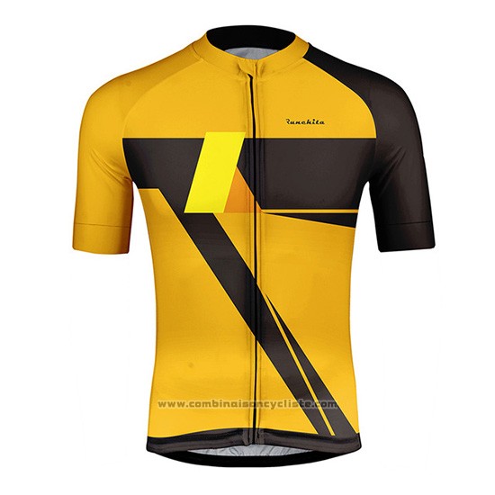 2019 Maillot Cyclisme Runchita Jaune Noir Manches Courtes et Cuissard