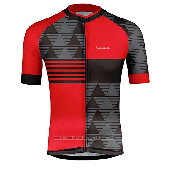 2019 Maillot Cyclisme Runchita Rouge Gris Manches Courtes et Cuissard