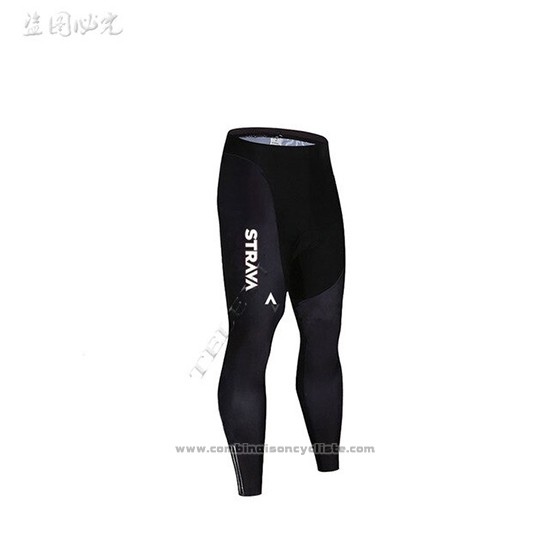 2019 Maillot Cyclisme STRAVA Noir Manches Longues et Cuissard