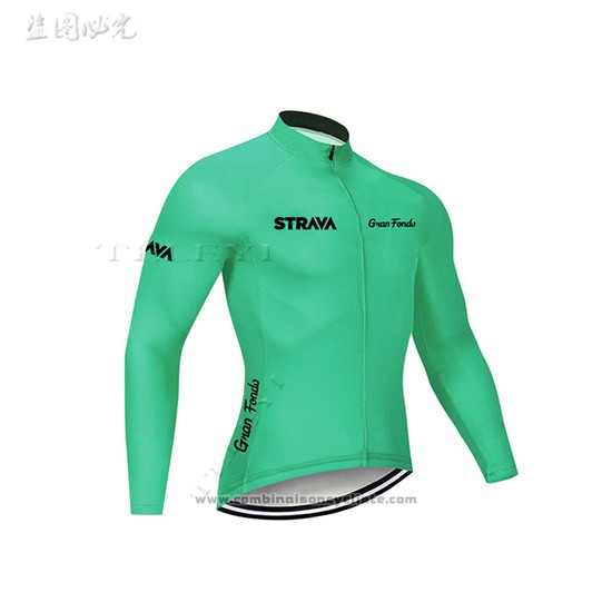 2019 Maillot Cyclisme STRAVA Vert Manches Longues et Cuissard