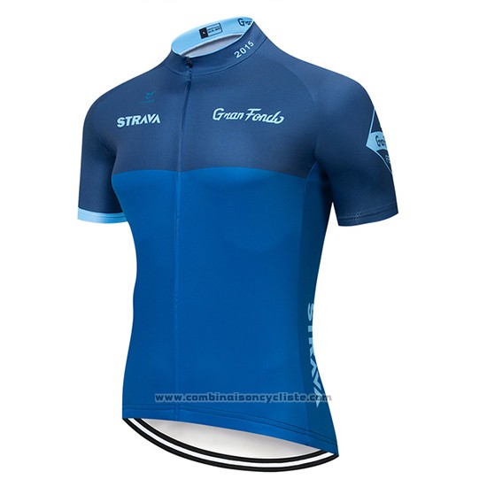 2019 Maillot Cyclisme STRAVA Bleu Manches Courtes et Cuissard