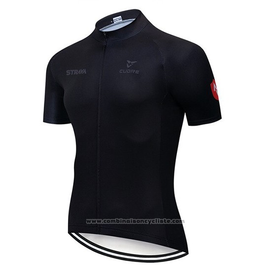 2019 Maillot Cyclisme STRAVA Noir Manches Courtes et Cuissard