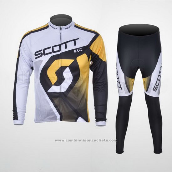 2012 Maillot Cyclisme Scott Blanc Manches Longues et Cuissard