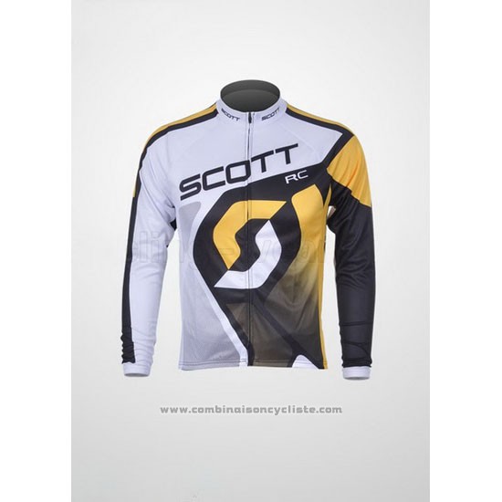 2012 Maillot Cyclisme Scott Blanc Manches Longues et Cuissard