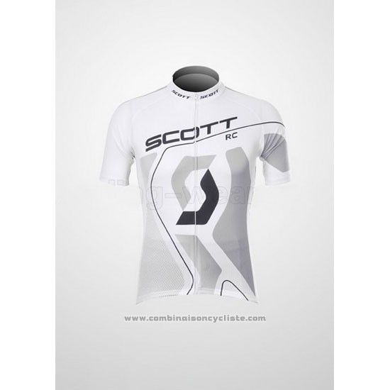2012 Maillot Cyclisme Scott Blanc et Gris Manches Courtes et Cuissard