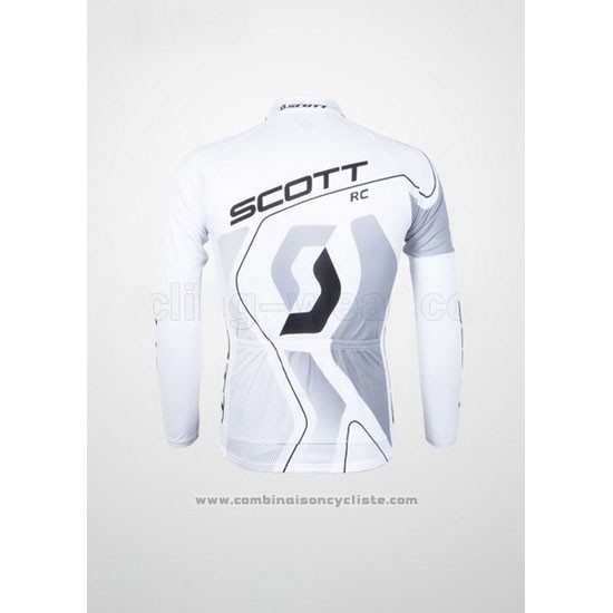 2012 Maillot Cyclisme Scott Blanc et Gris Manches Longues et Cuissard