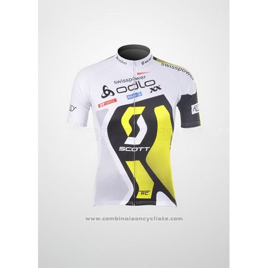 2012 Maillot Cyclisme Scott Blanc et Jaune Manches Courtes et Cuissard