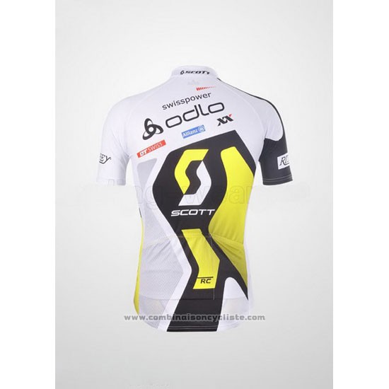 2012 Maillot Cyclisme Scott Blanc et Jaune Manches Courtes et Cuissard