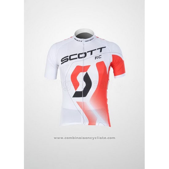 2012 Maillot Cyclisme Scott Blanc et Rouge Manches Courtes et Cuissard
