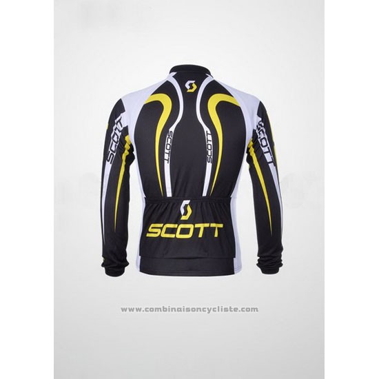 2012 Maillot Cyclisme Scott Gris et Jaune Manches Longues et Cuissard
