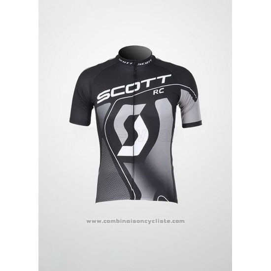 2012 Maillot Cyclisme Scott Noir et Gris Manches Courtes et Cuissard
