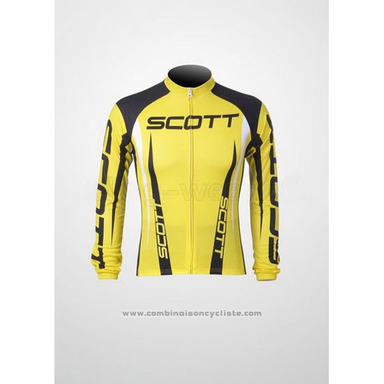 2012 Maillot Cyclisme Scott Noir et Jaune Manches Longues et Cuissard