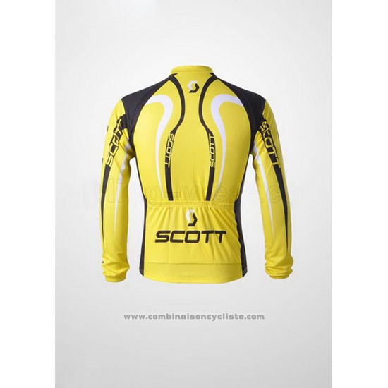 2012 Maillot Cyclisme Scott Noir et Jaune Manches Longues et Cuissard