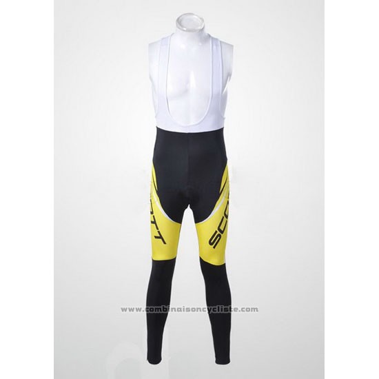 2012 Maillot Cyclisme Scott Noir et Jaune Manches Longues et Cuissard