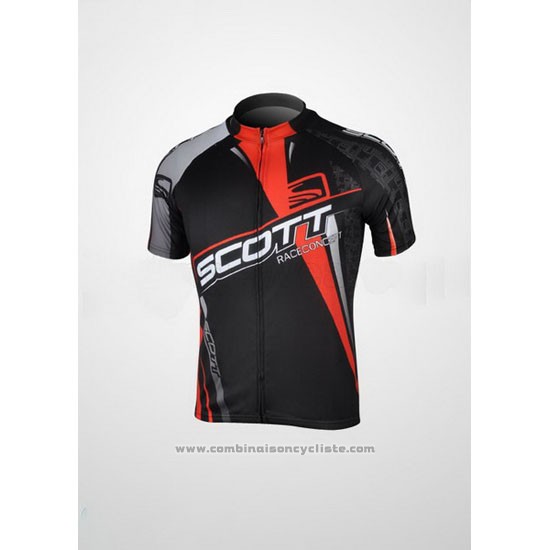 2012 Maillot Cyclisme Scott Noir et Rouge Manches Courtes et Cuissard