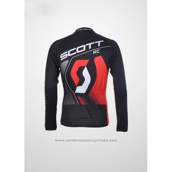 2012 Maillot Cyclisme Scott Noir et Rouge Manches Longues et Cuissard