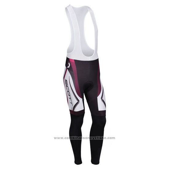 2013 Maillot Cyclisme Scott Blanc et Fuchsia Manches Longues et Cuissard