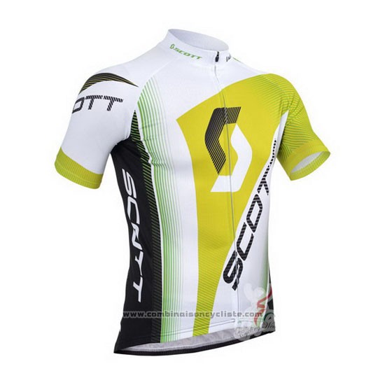 2013 Maillot Cyclisme Scott Blanc et Jaune Manches Courtes et Cuissard