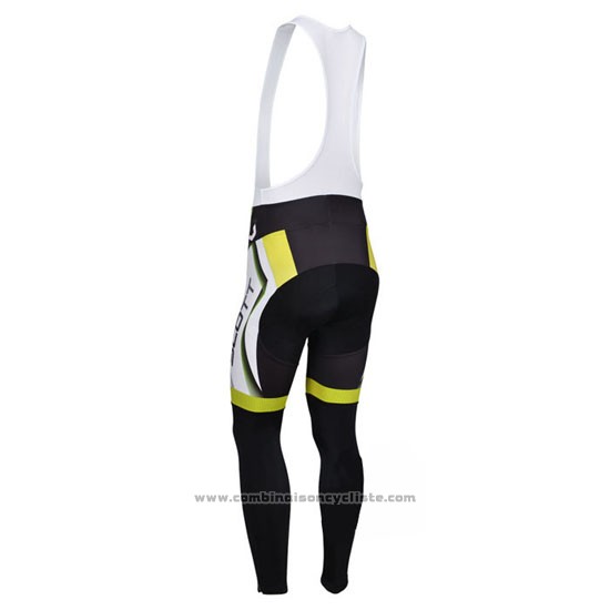 2013 Maillot Cyclisme Scott Blanc et Jaune Manches Longues et Cuissard