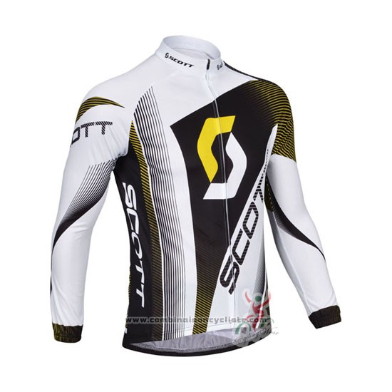 2013 Maillot Cyclisme Scott Blanc et Noir Manches Longues et Cuissard