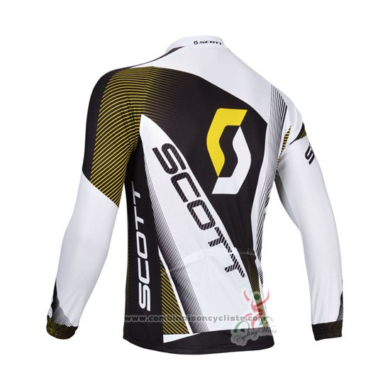 2013 Maillot Cyclisme Scott Blanc et Noir Manches Longues et Cuissard