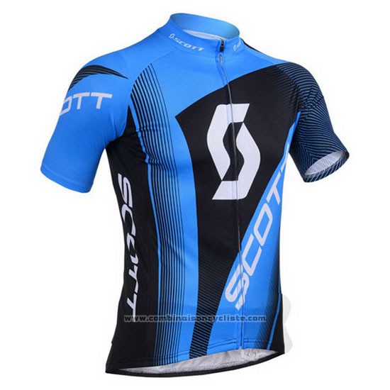 2013 Maillot Cyclisme Scott Bleu et Noir Manches Courtes et Cuissard