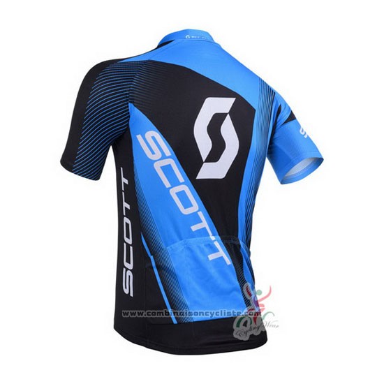 2013 Maillot Cyclisme Scott Bleu et Noir Manches Courtes et Cuissard
