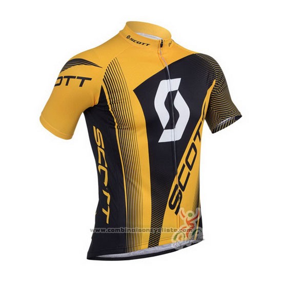2013 Maillot Cyclisme Scott Jaune et Noir Manches Courtes et Cuissard