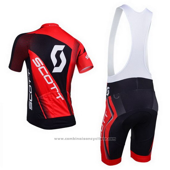 2013 Maillot Cyclisme Scott Noir et Rouge Manches Courtes et Cuissard