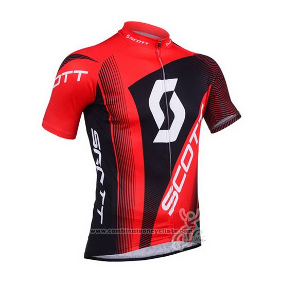 2013 Maillot Cyclisme Scott Noir et Rouge Manches Courtes et Cuissard