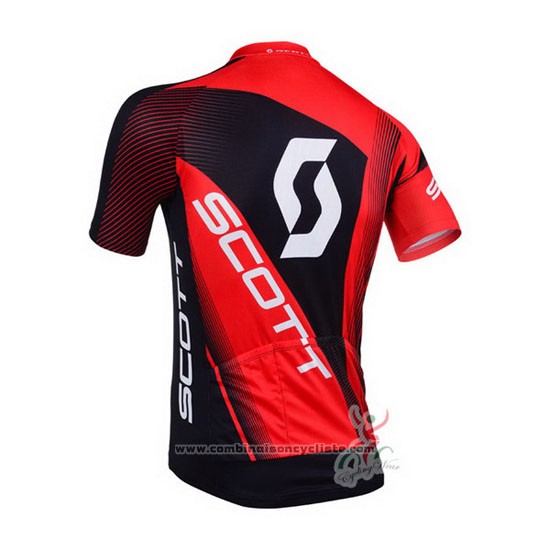 2013 Maillot Cyclisme Scott Noir et Rouge Manches Courtes et Cuissard