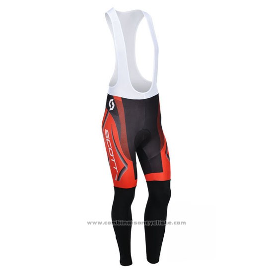 2013 Maillot Cyclisme Scott Noir et Rouge Manches Longues et Cuissard