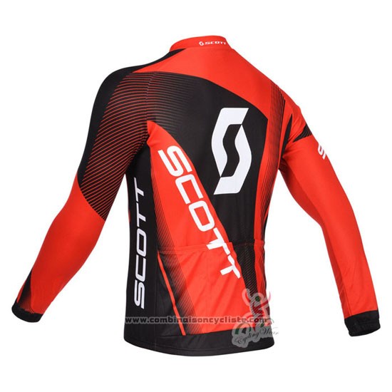 2013 Maillot Cyclisme Scott Noir et Rouge Manches Longues et Cuissard