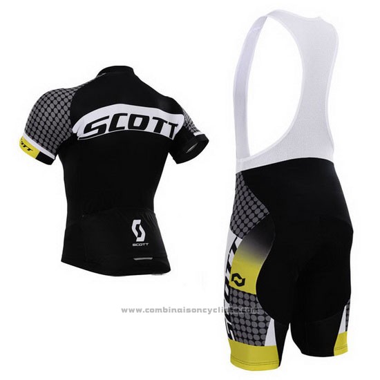 2015 Maillot Cyclisme Scott Blanc et Noir Manches Courtes et Cuissard