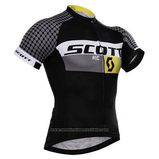 2015 Maillot Cyclisme Scott Blanc et Noir Manches Courtes et Cuissard