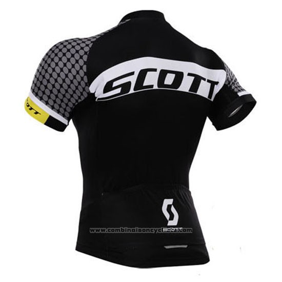 2015 Maillot Cyclisme Scott Blanc et Noir Manches Courtes et Cuissard