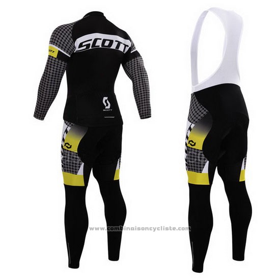2015 Maillot Cyclisme Scott Blanc et Noir Manches Longues et Cuissard