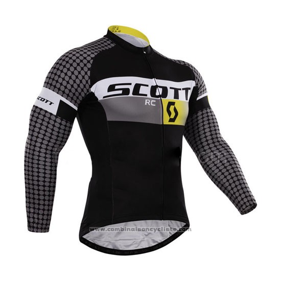 2015 Maillot Cyclisme Scott Blanc et Noir Manches Longues et Cuissard