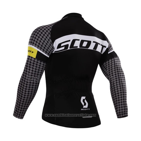 2015 Maillot Cyclisme Scott Blanc et Noir Manches Longues et Cuissard